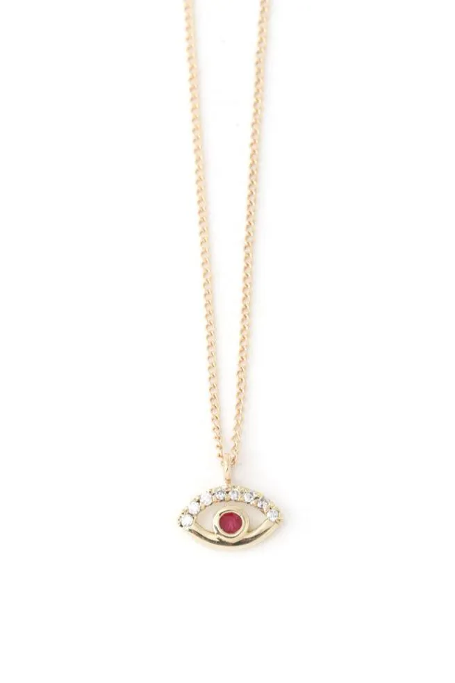 Ruby Eye Necklace with Diamond Pavé