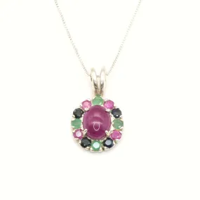 Ruby Flower Necklace - Natural Ruby Pendant - Mothers Birthstone Necklace