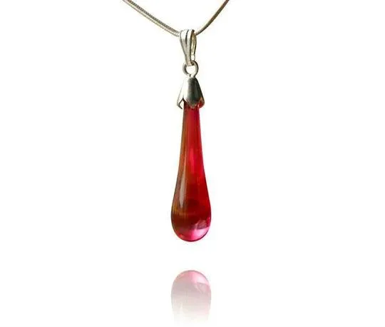 Ruby Glass Drop Pendant Necklace