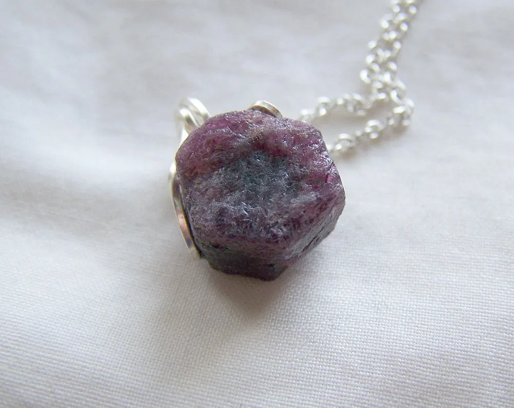 Ruby Record Keeper Natural Raw Gemstone Pendant Necklace