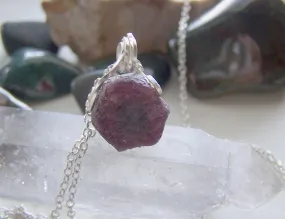 Ruby Record Keeper Natural Raw Gemstone Pendant Necklace