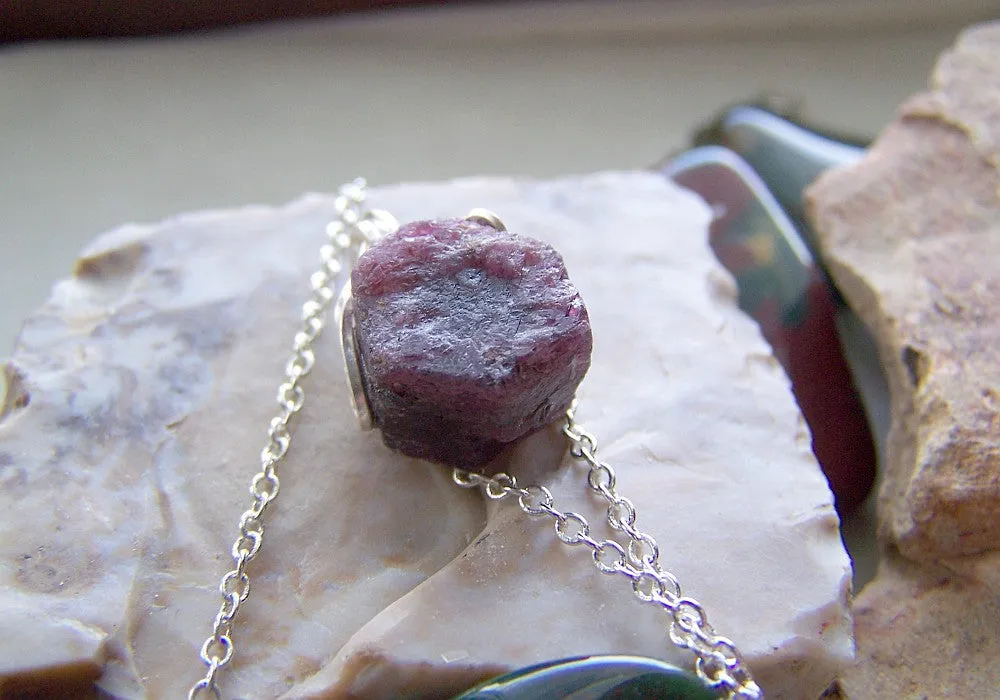 Ruby Record Keeper Natural Raw Gemstone Pendant Necklace