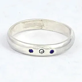 Sapphires & Diamond Trio Ring (size 4 1/2)