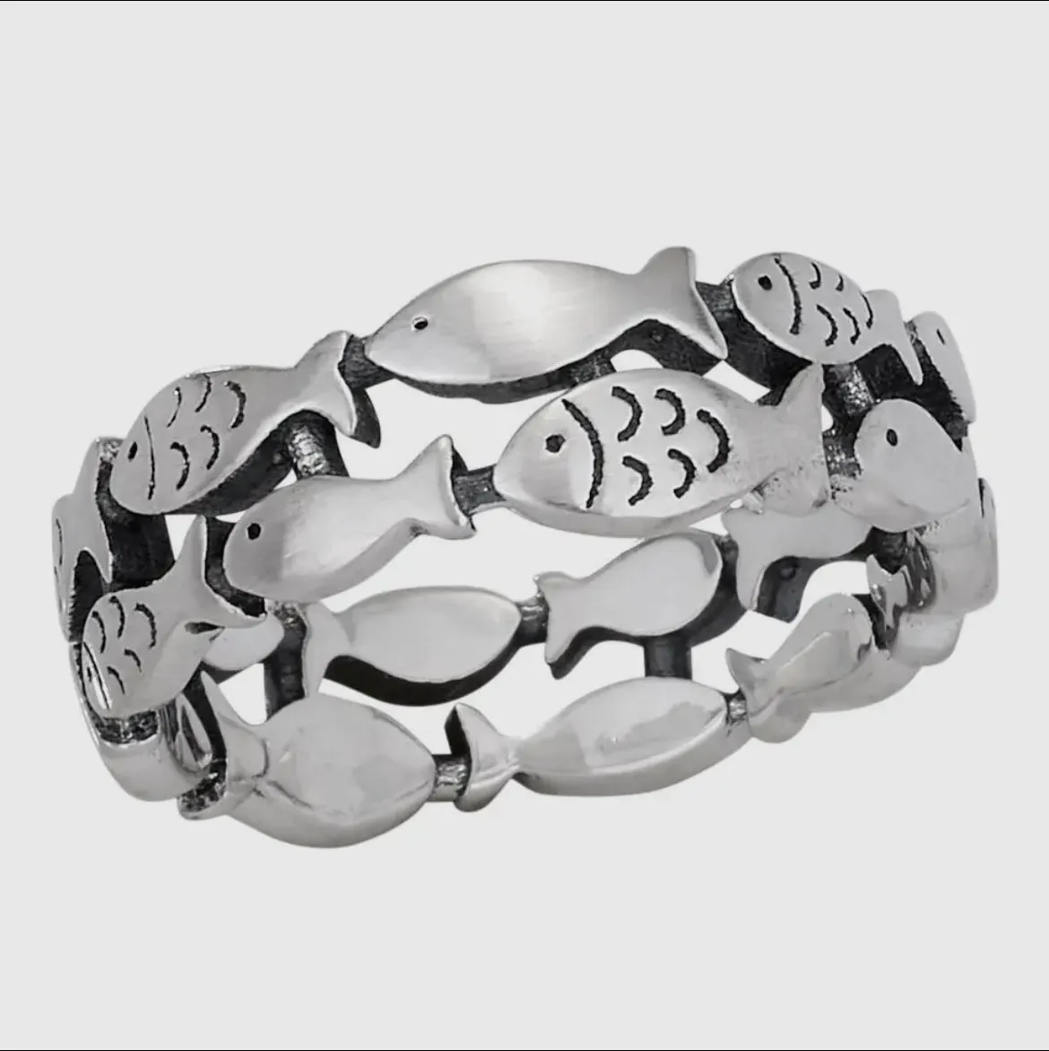 School of Fish Ring in Silver