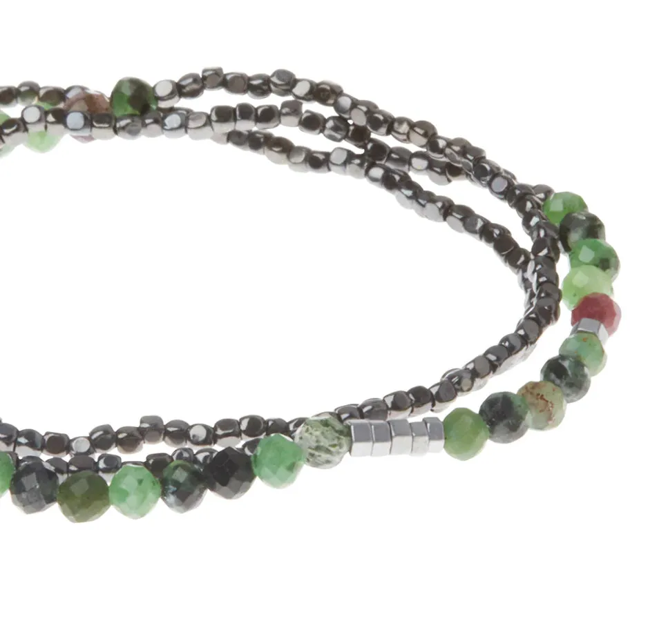 Scout Delicate Stone Wrap Bracelet / Necklace - Ruby Zoisite - Stone of Connection