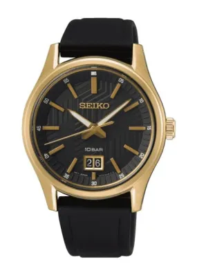 SEIKO CONCEPTUAL YELLOW GOLD CASE BLACK SILICON BAND SUR560P