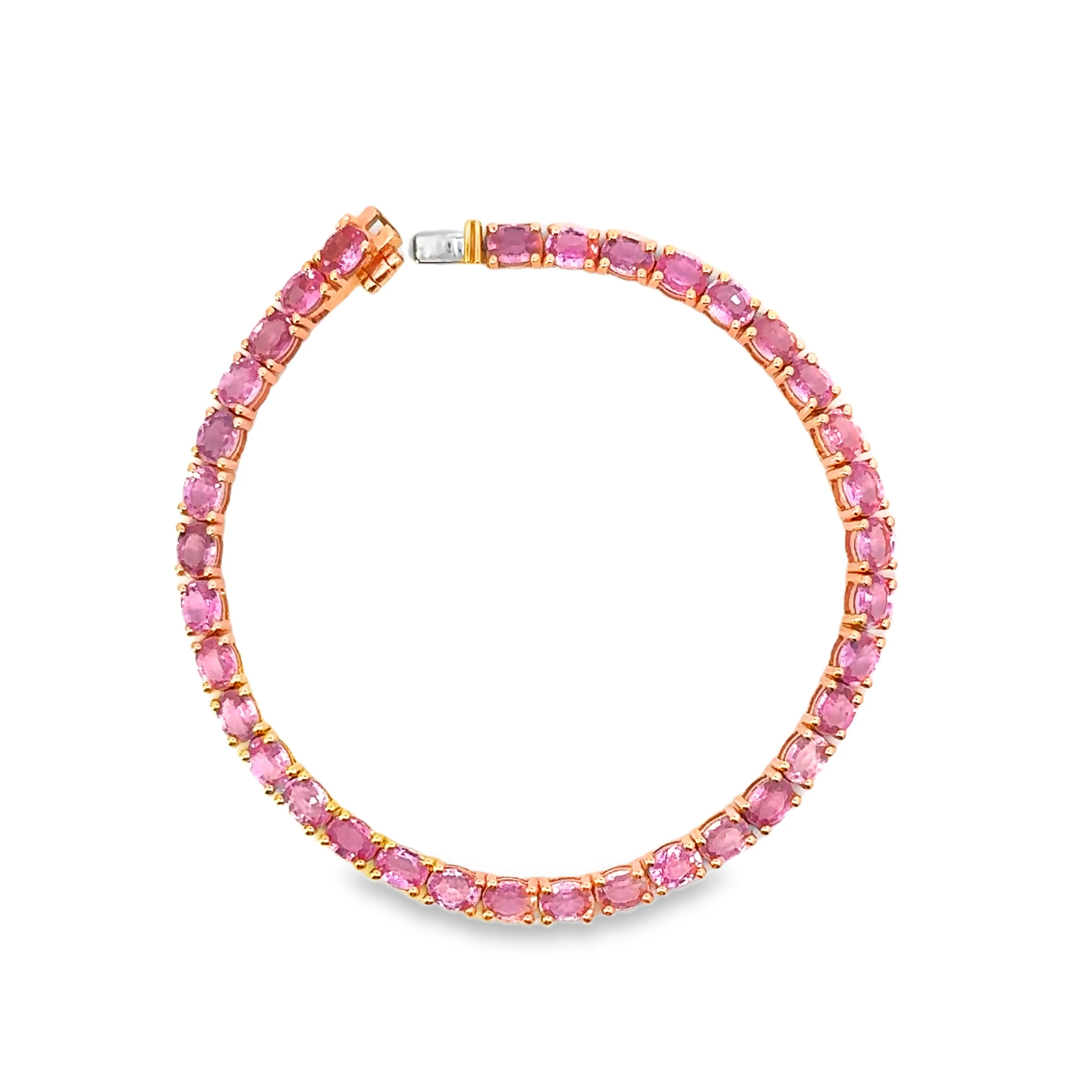 Sideways Oval Cut Pink Sapphire Tennis Bracelet