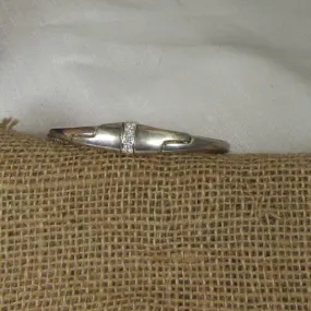 Silver Bangle Cuff Bracelet with Crystal Sparkles