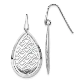 Silver Brushed/Polished Finish Laser Cut Dangle Earrings