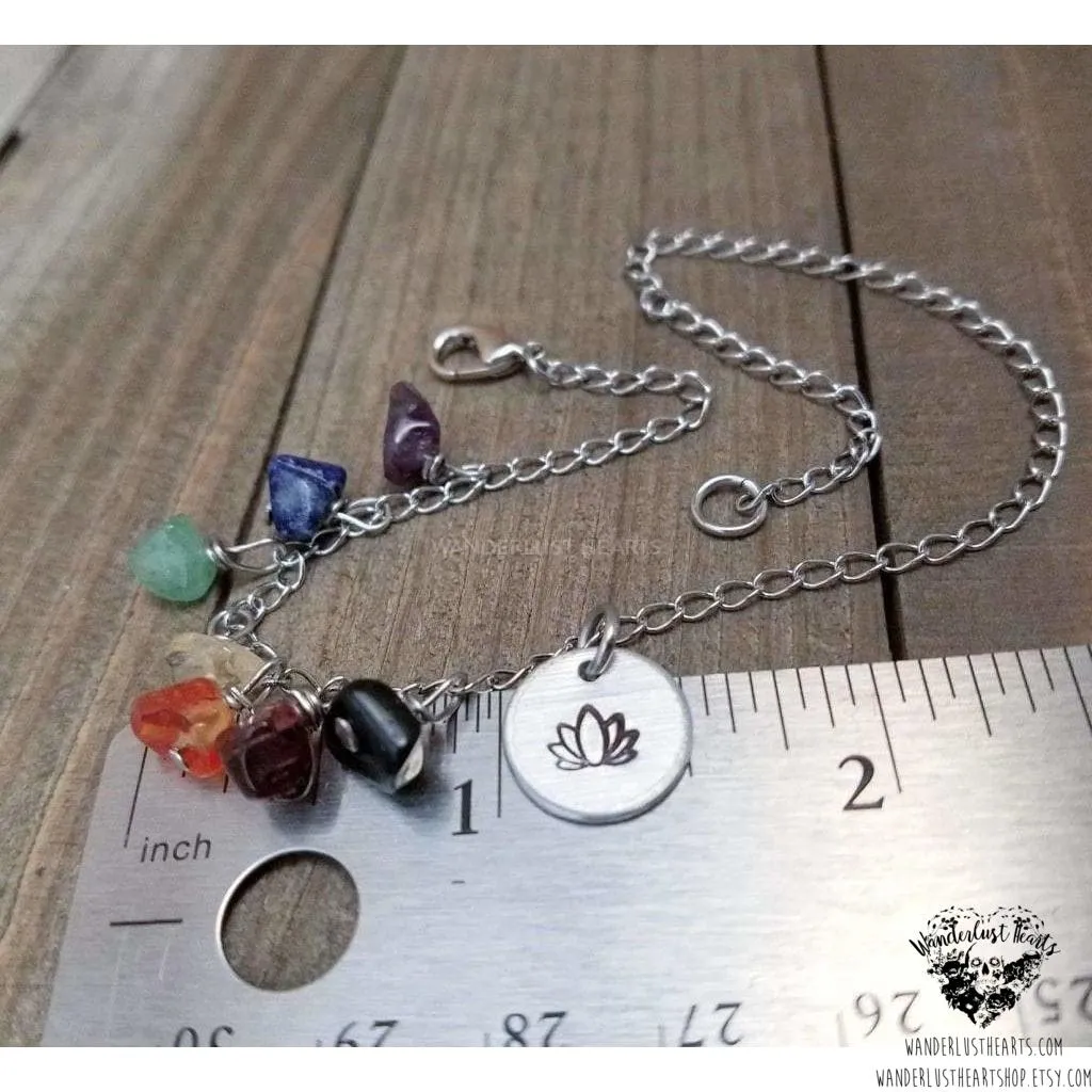 Silver chakra anklet