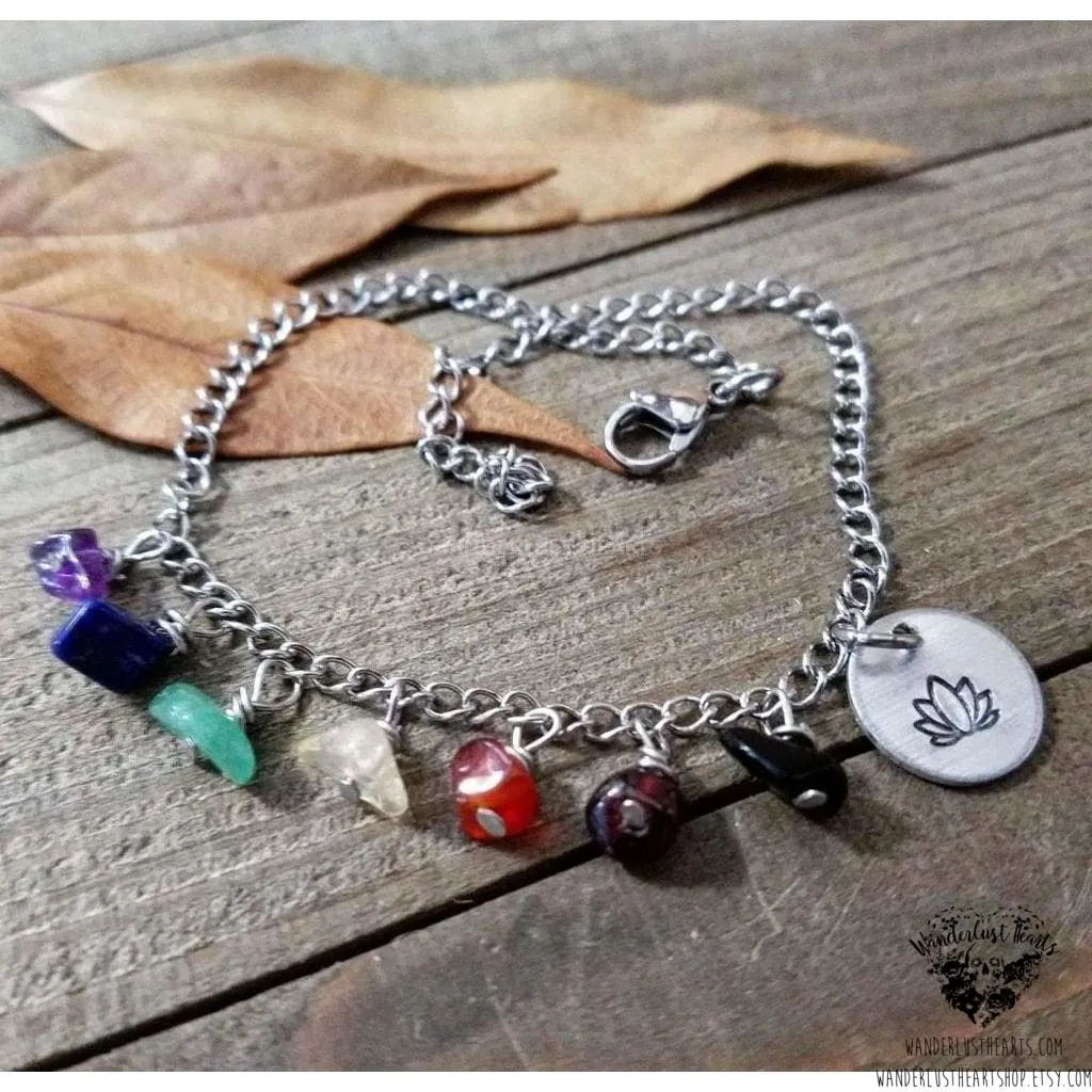 Silver chakra anklet