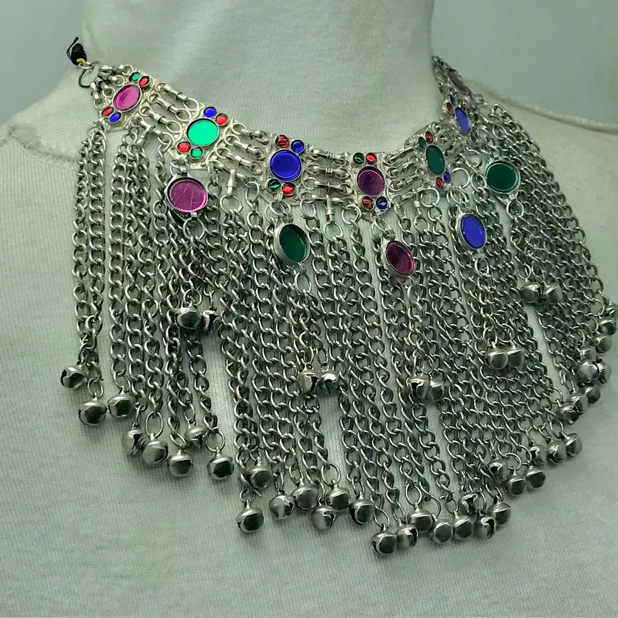 Silver Handmade Choker Necklace With Long Bells