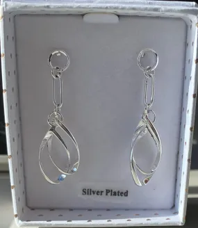 Silver Plated Double Teardrop Abstract Tear Drop Earrings