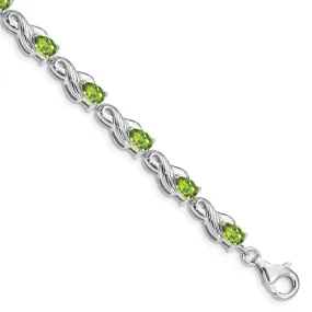 Silver Polish Finish Peridot Gemstone Bracelet