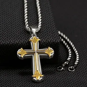 Silver Strike Cross  Necklace