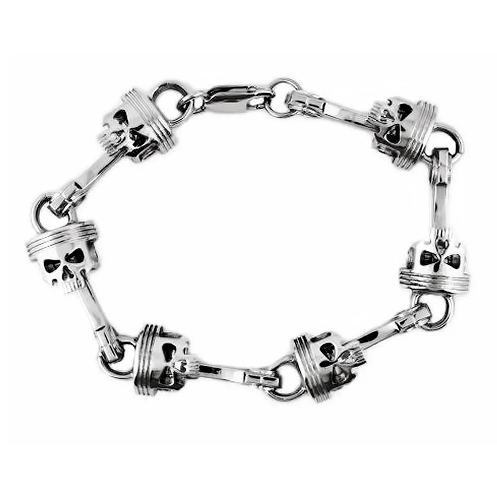 SK2290 Piston Skull Bracelet Stainless Steel 9"