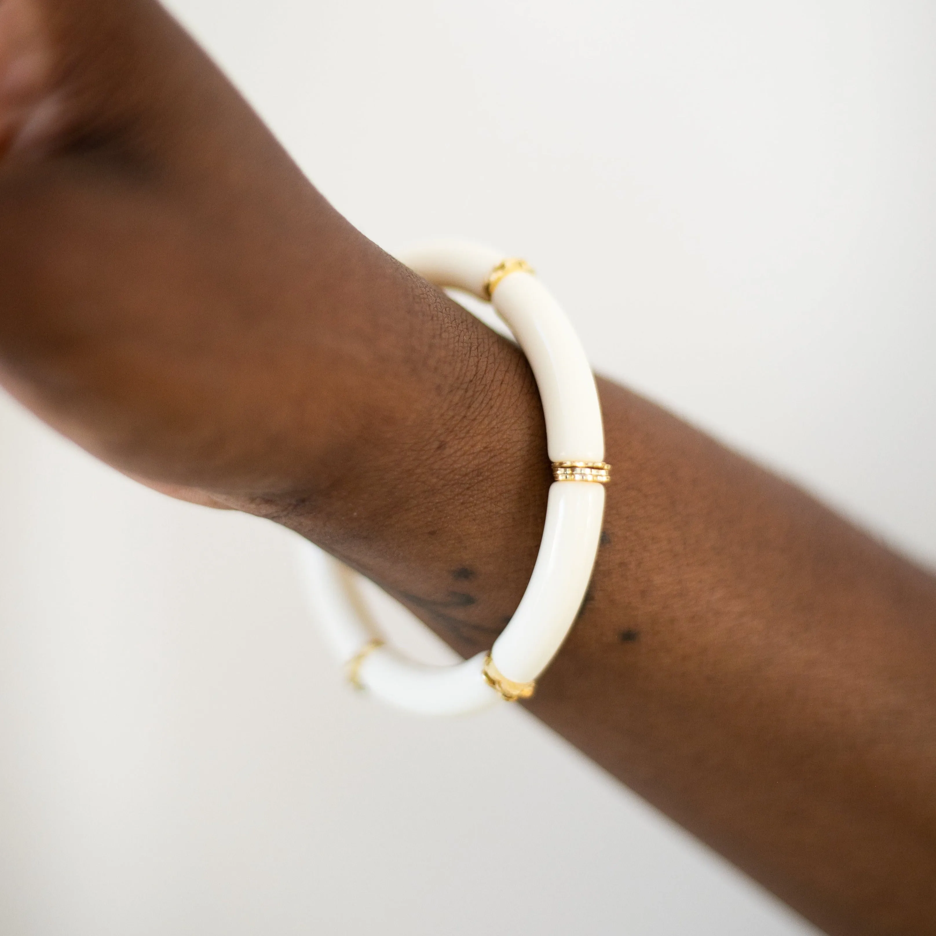 Skinny Acrylic Bamboo Bracelet: White