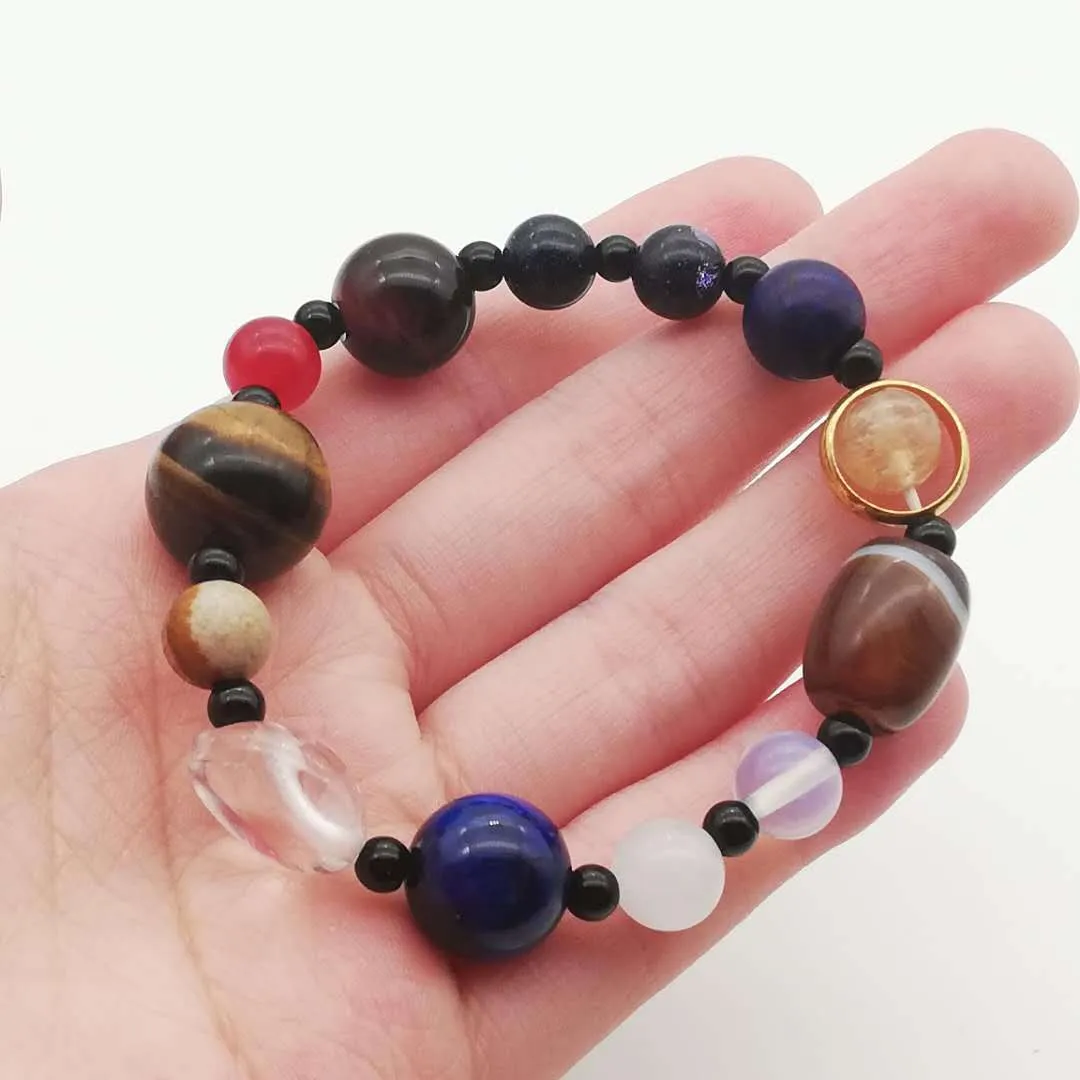 Solar System Duobao Lapis Lazuli Tiger Eye Stone Eight Planets Bracelet