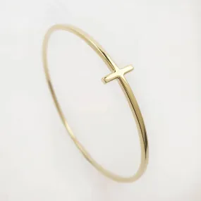 Solid Gold Cross Bangle