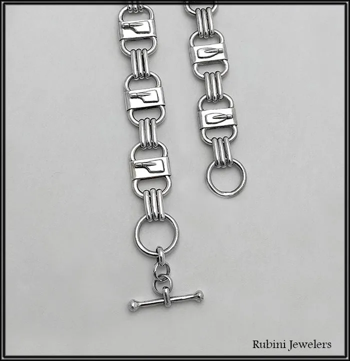 Solid Rectangles with Mini Blades Link Bracelet