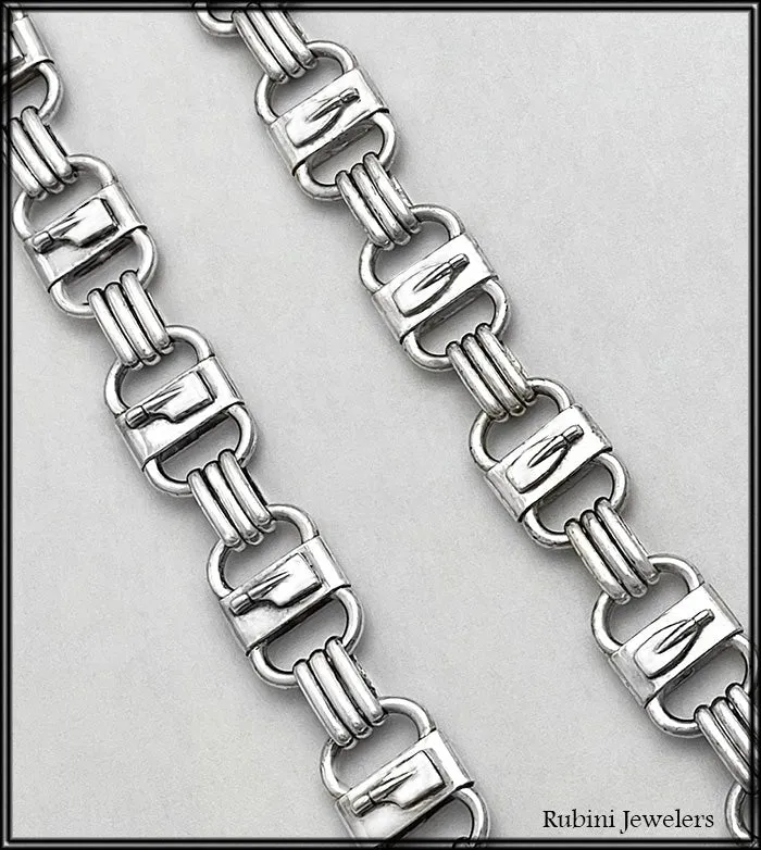 Solid Rectangles with Mini Blades Link Bracelet