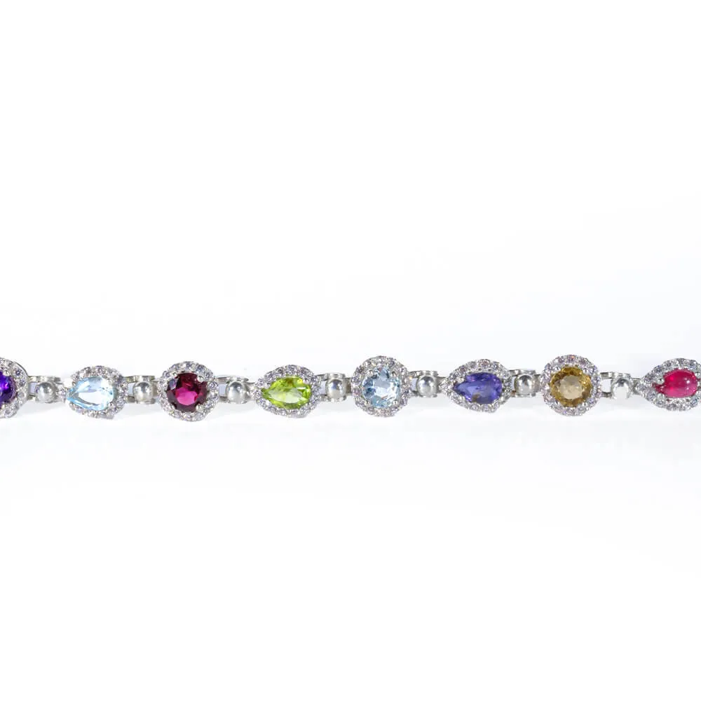 Special Mixed Gemstone Silver Bracelet SCB-015