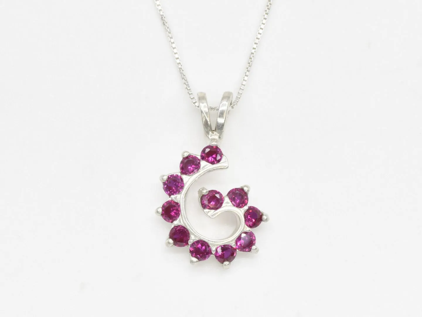 Spiral Ruby Pendant - Silver Ruby Pendant - July Birthstone Necklace