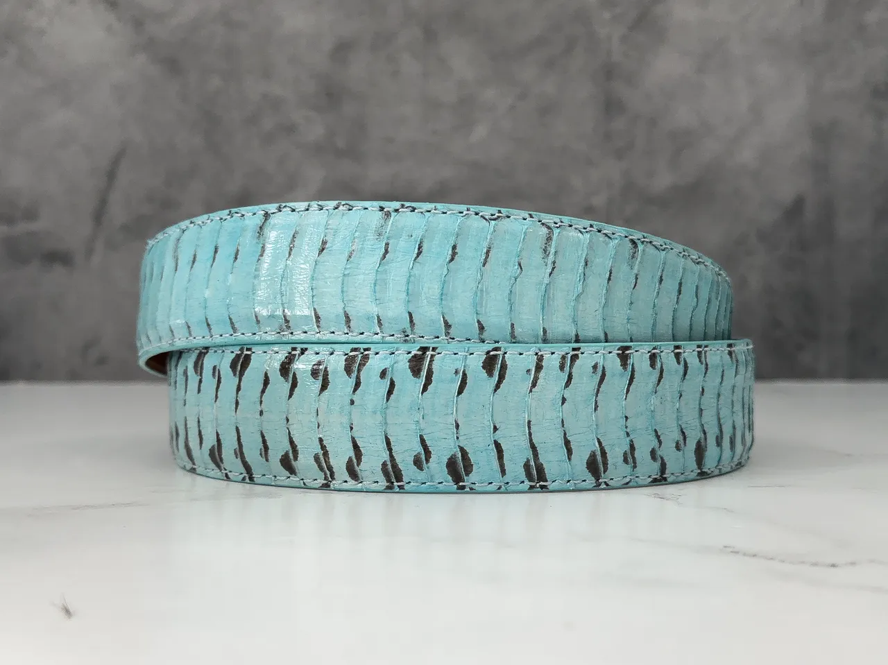 Spitting Cobra Back Cut Belt: Sky Blue