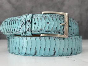 Spitting Cobra Back Cut Belt: Sky Blue