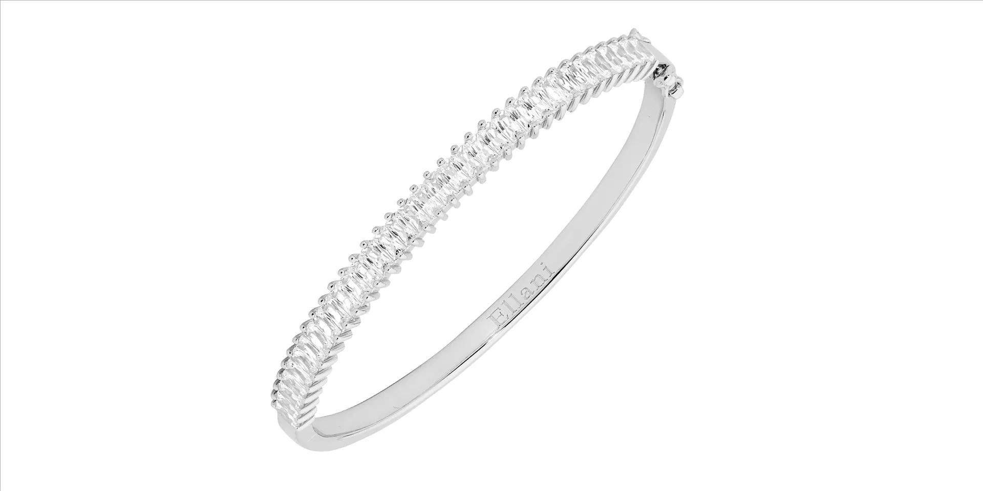 Ss Wh Cz Claw Set 2X4mm Baguette Bangle