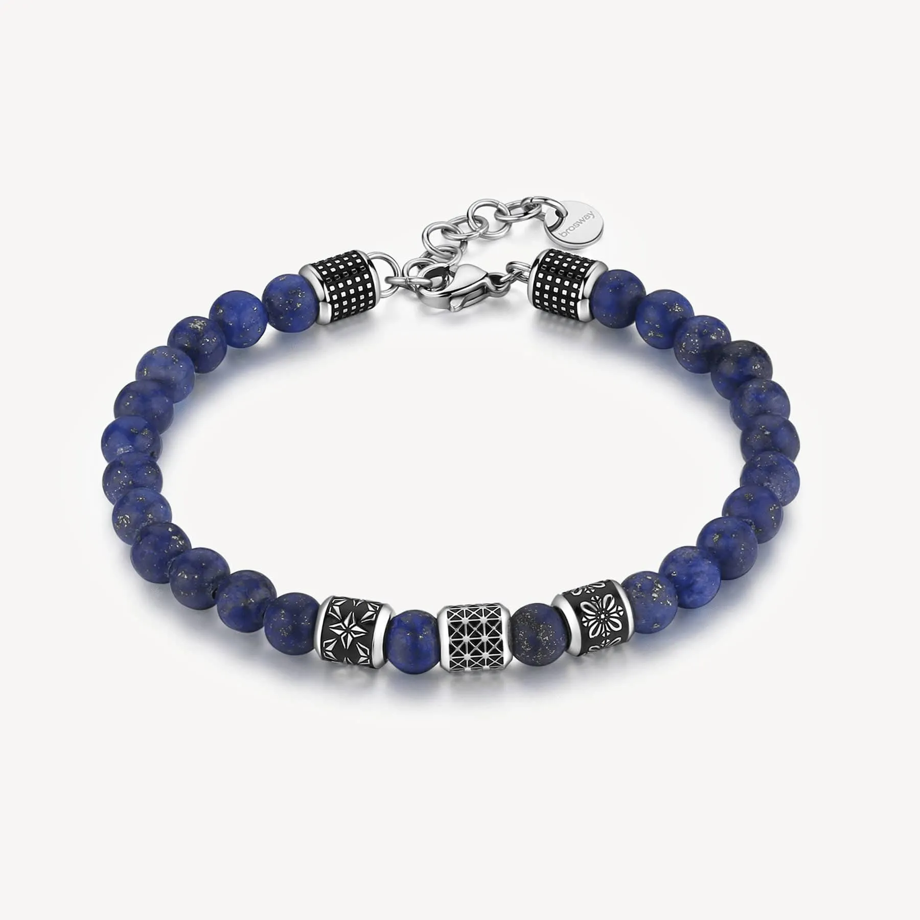 Stainless Steel and Lapis Bead Bracelet