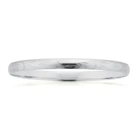 Sterling Silver 65x6mm Engraved Half Round Bangle