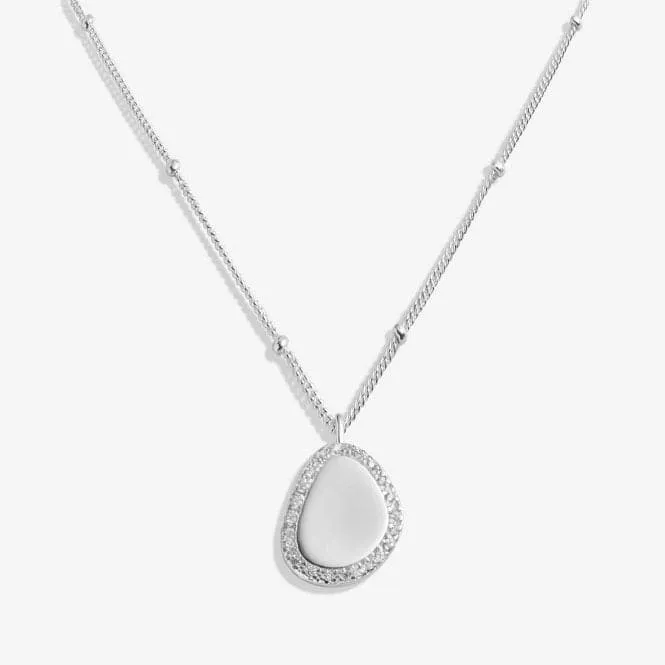 Sterling Silver Amazing Auntie Pebble Pave 46cm   5cm Necklace JJS0016