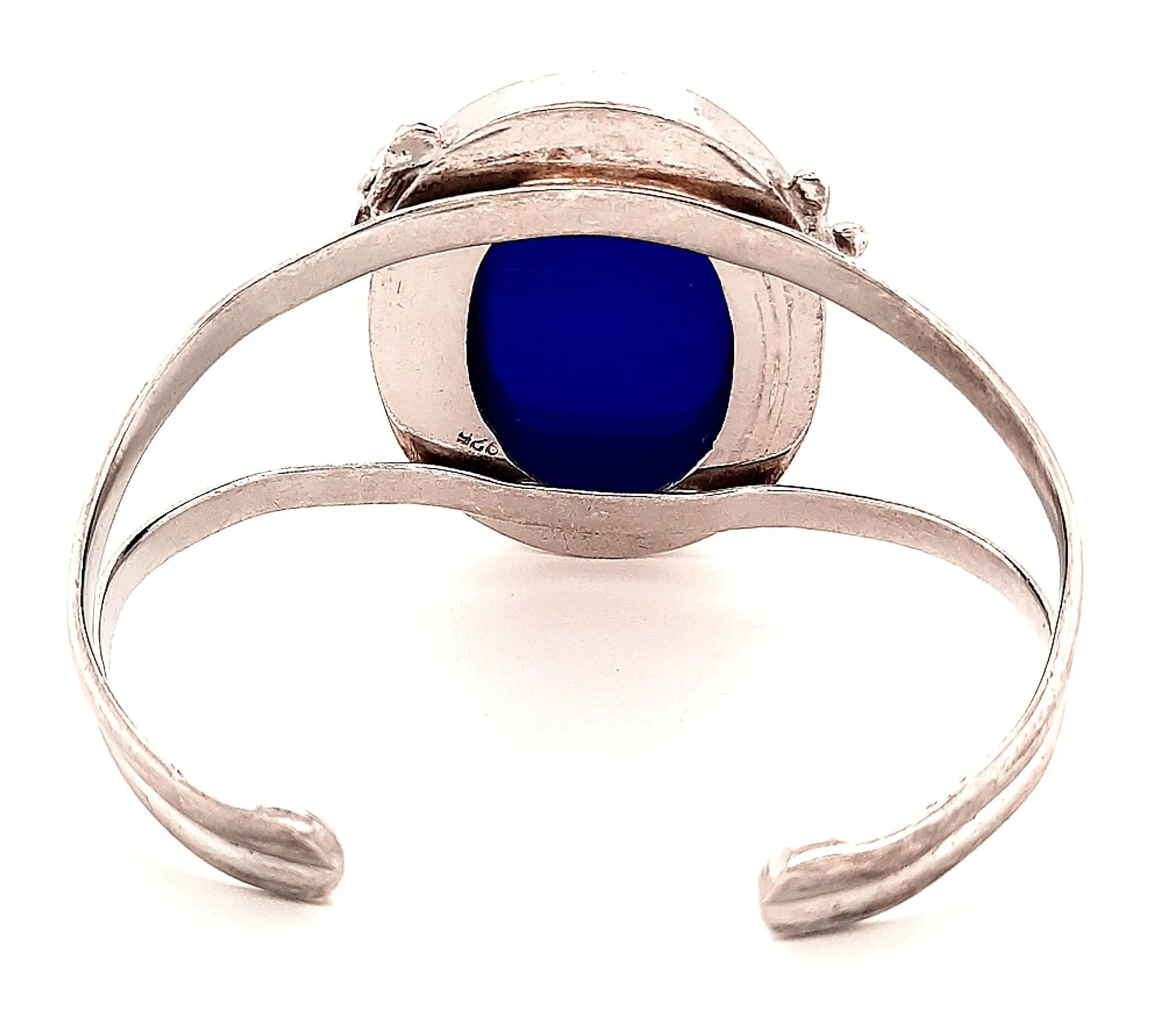 Sterling Silver & Blue Glass Cuff Bangle