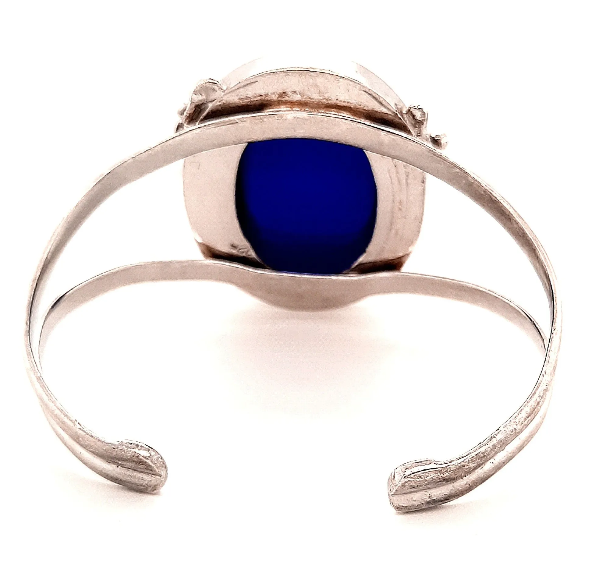 Sterling Silver & Blue Glass Cuff Bangle