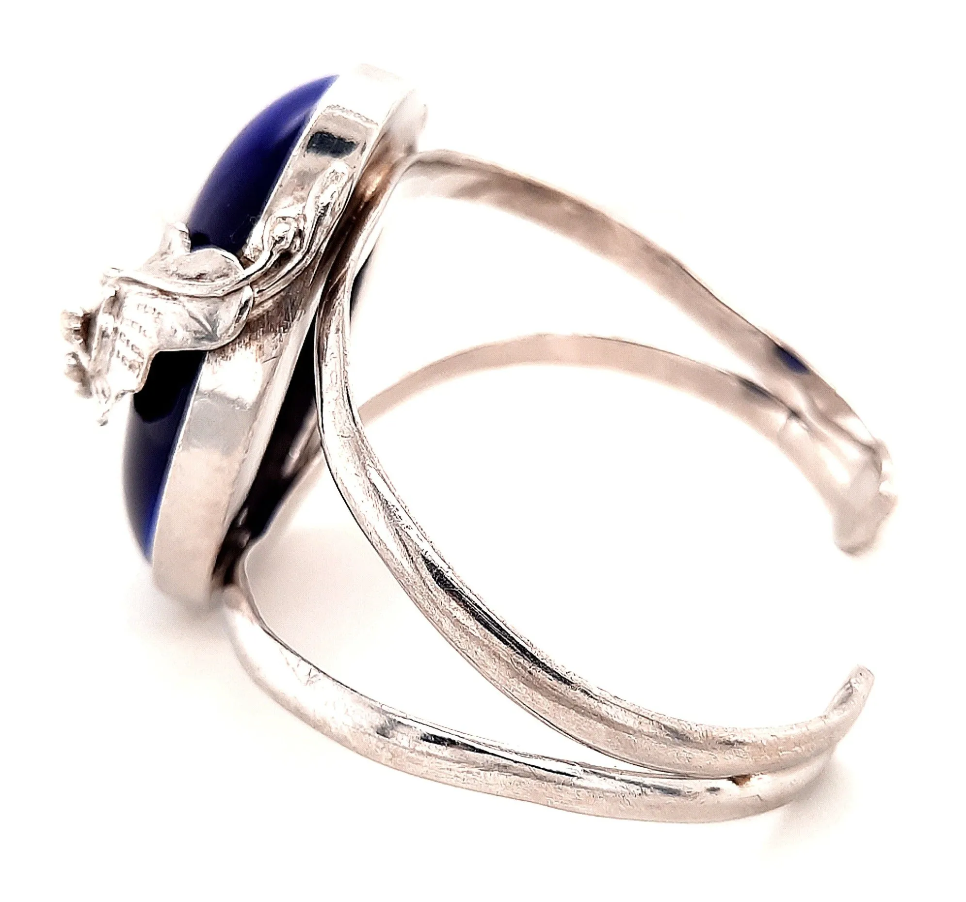 Sterling Silver & Blue Glass Cuff Bangle