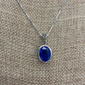 Sterling Silver And Oval Tanzanite Necklace