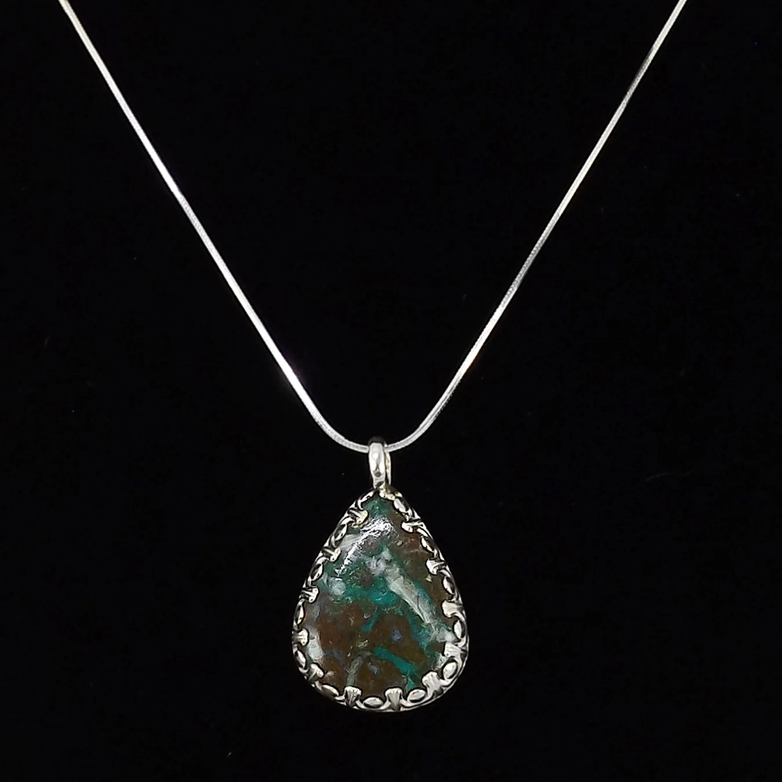 Sterling Silver Chrysocolla Pendant Necklace