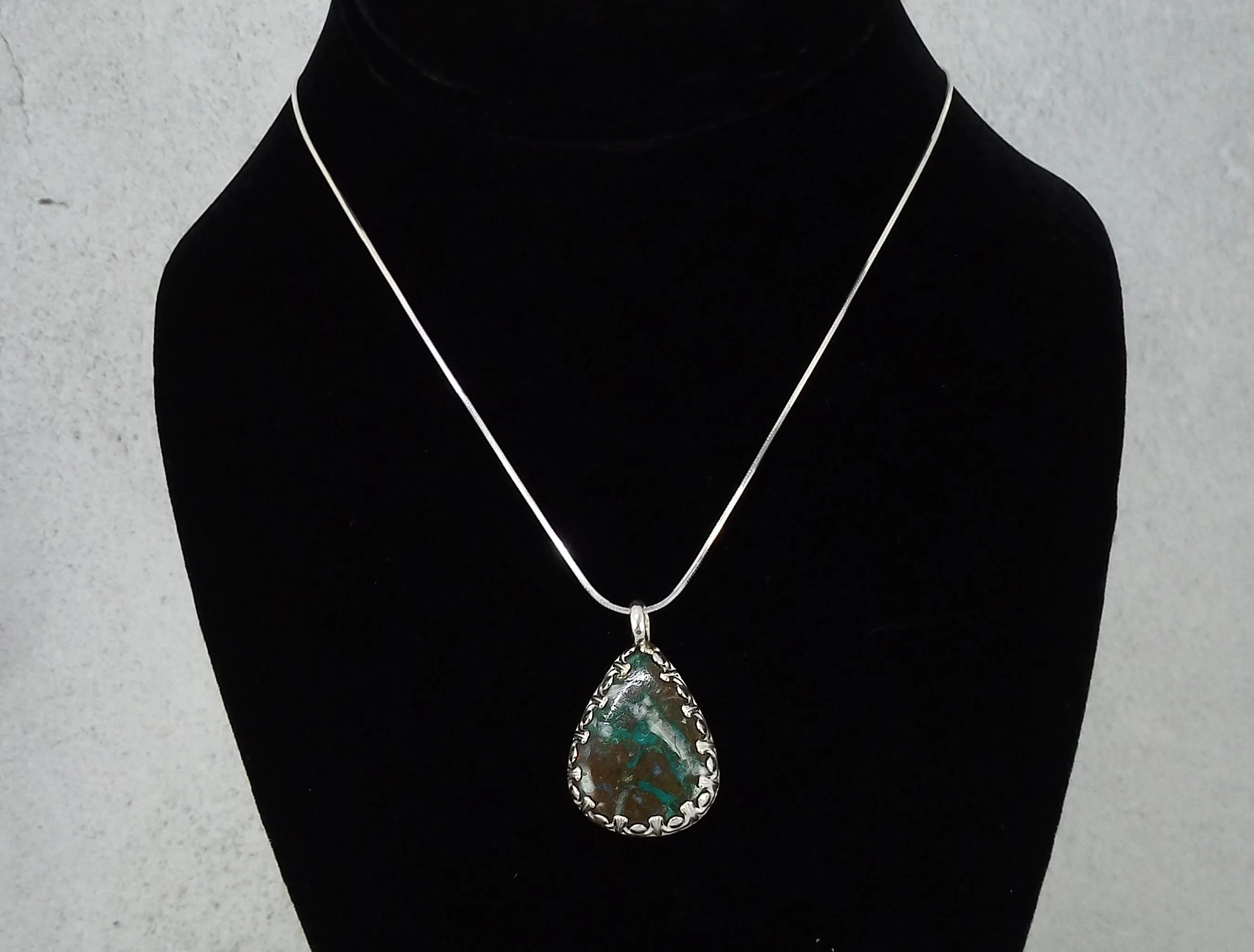 Sterling Silver Chrysocolla Pendant Necklace