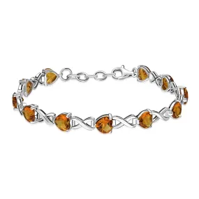 Sterling Silver Citrine Heart Multi-Stone Bracelet