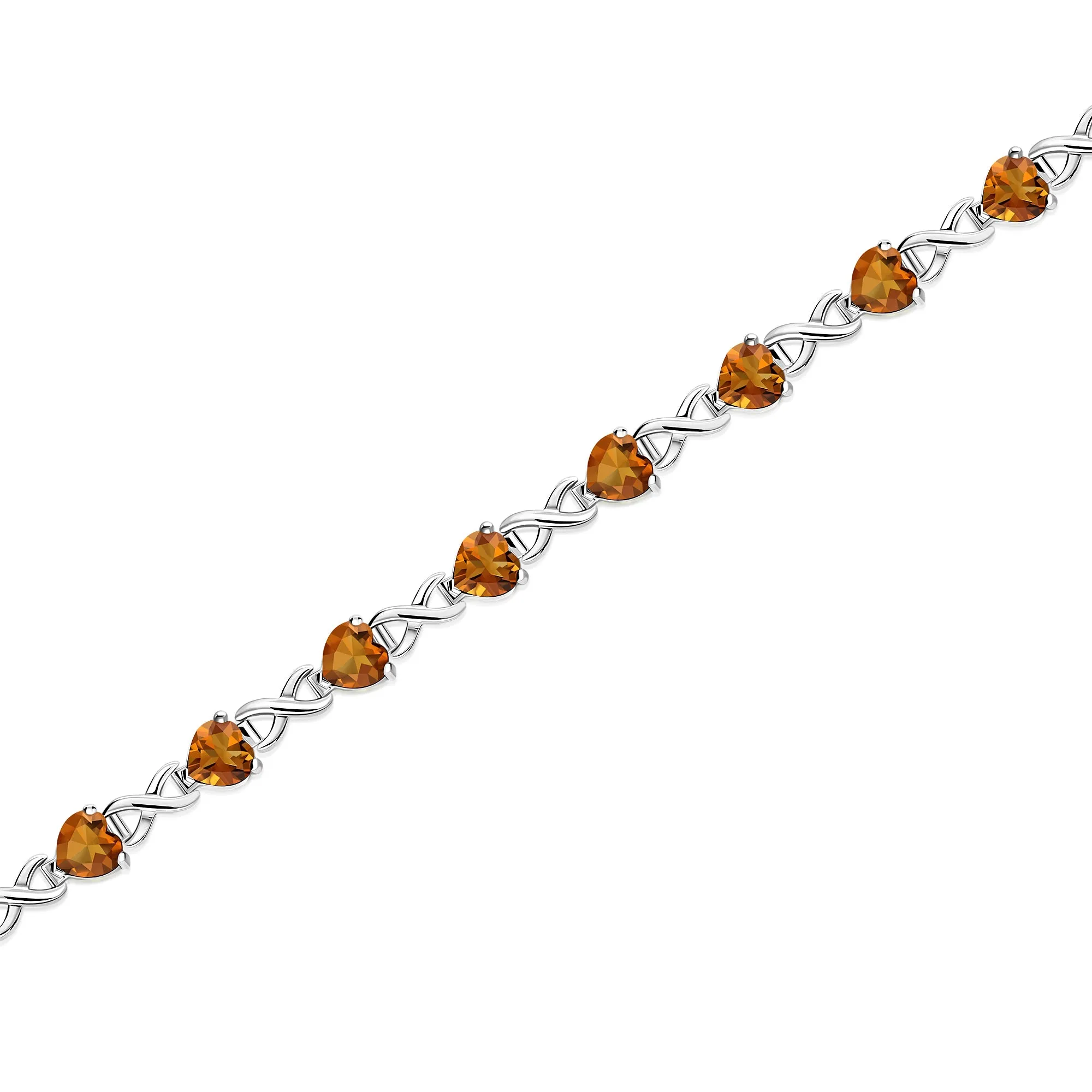 Sterling Silver Citrine Heart Multi-Stone Bracelet