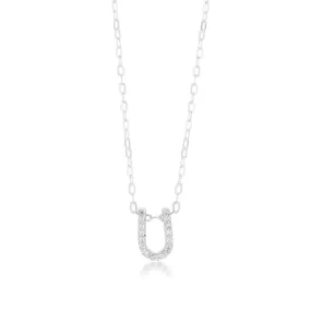 Sterling Silver Cubic Zirconia Initial "U" Pendant On 39 3cm Chain