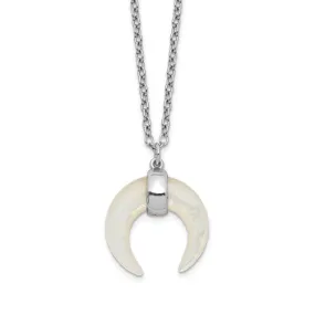 Sterling Silver Mother Of Pearl Crescent Moon Pendant Necklace