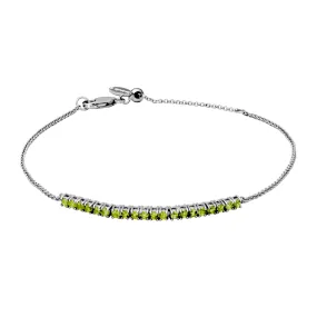 Sterling Silver Peridot 2mm Adjustable "Dazzle" Bracelet