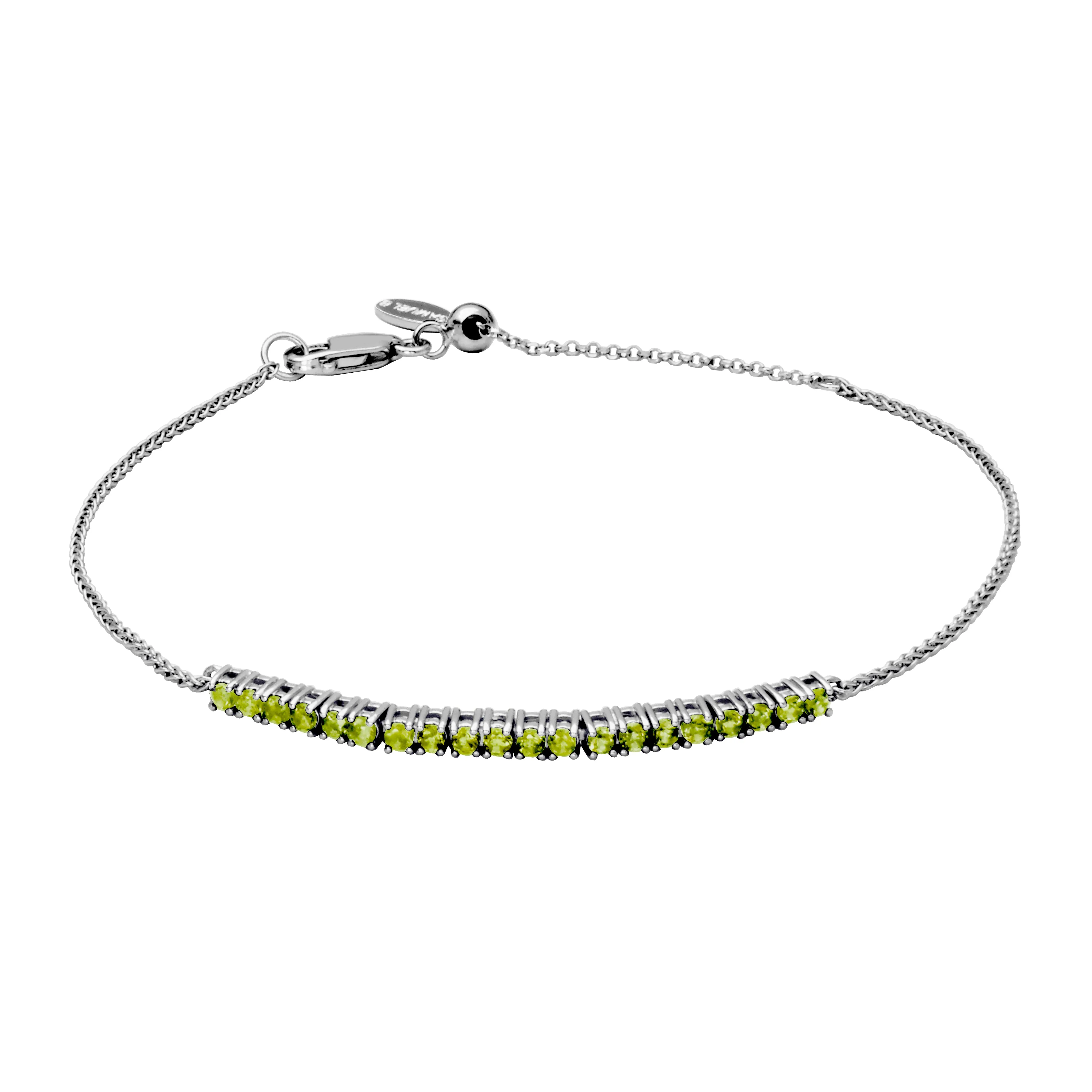 Sterling Silver Peridot 2mm Adjustable "Dazzle" Bracelet