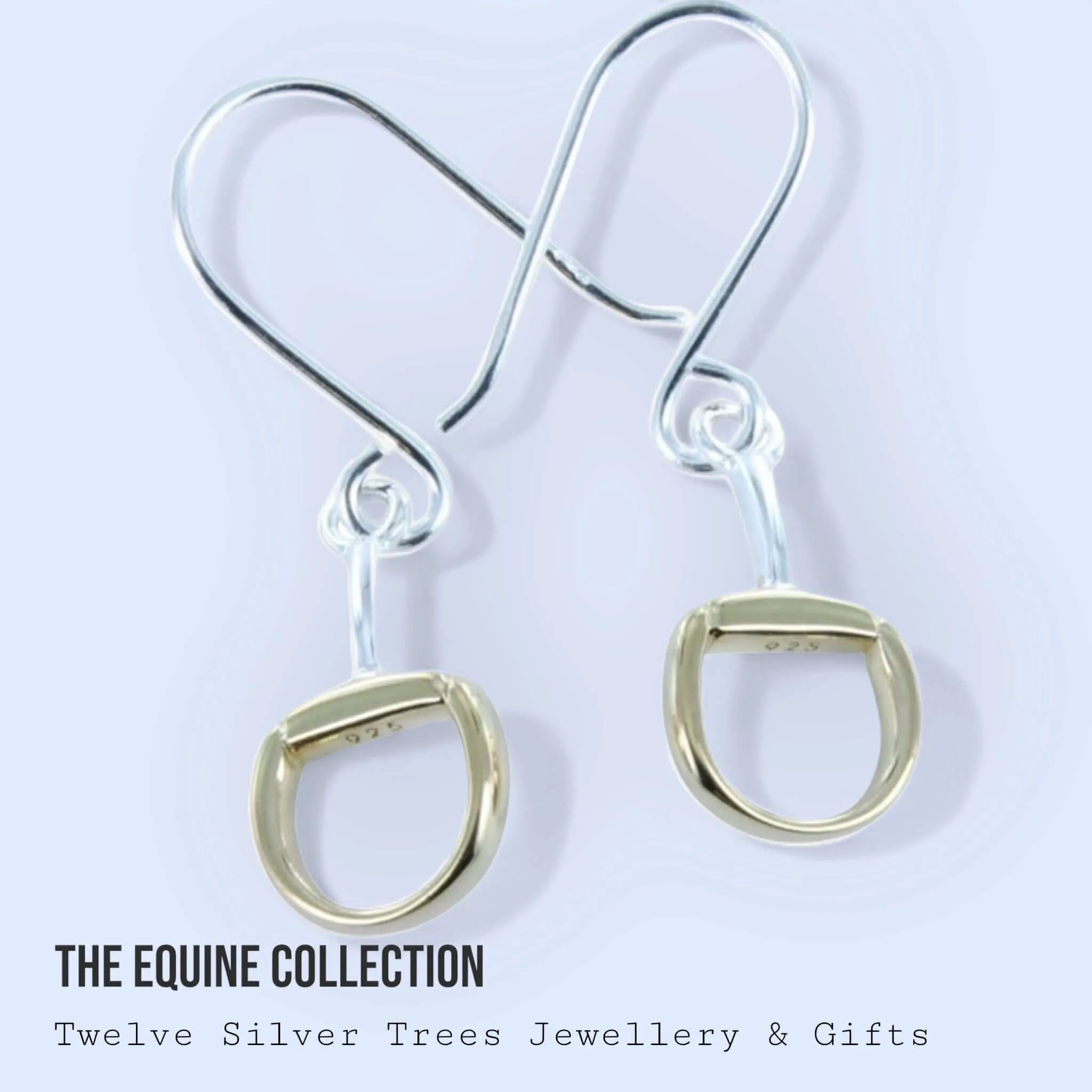 Sterling Silver Snaffle Bit Drop Earrings - Gold