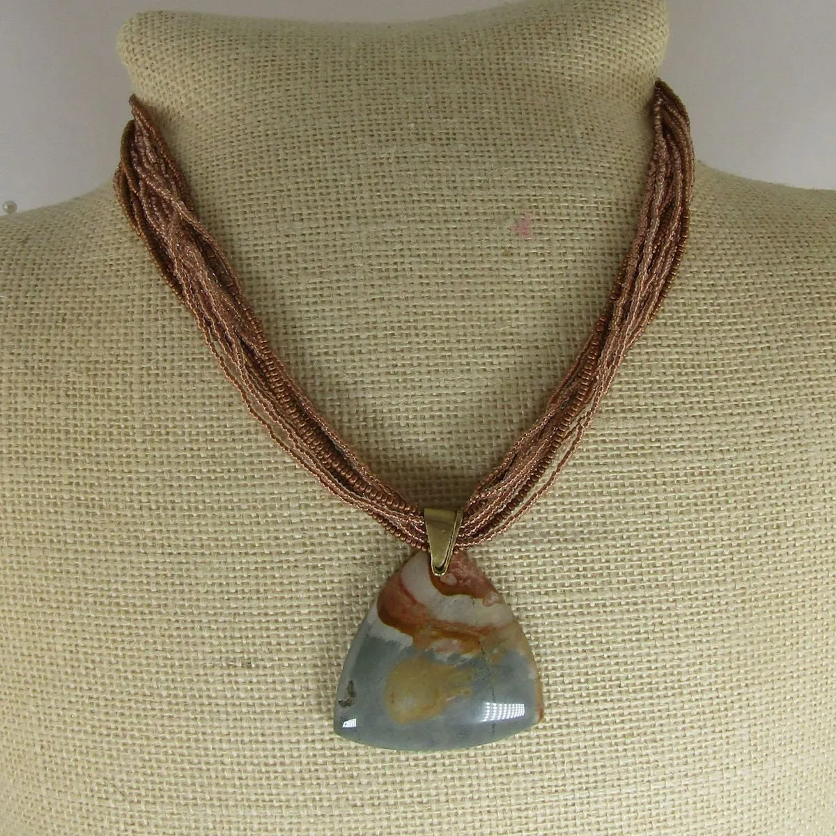 Succor Creek Jasper Pendant On Multi Strand Necklace