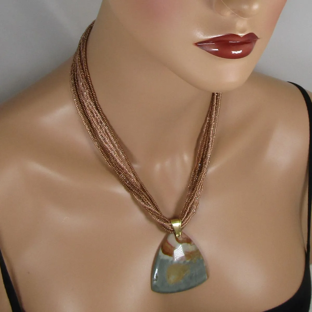 Succor Creek Jasper Pendant On Multi Strand Necklace