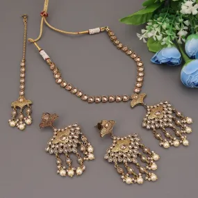 Sukkhi Attractive Fascinating Gold Plated Kundan & Pearl Necklace Set For Women