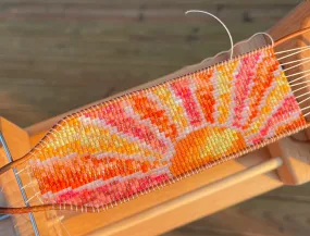 Sunshine Bead Loom Woven Cuff Bracelet with leather trim